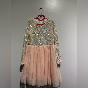 Glittering Sequin and Peach Tulle dress